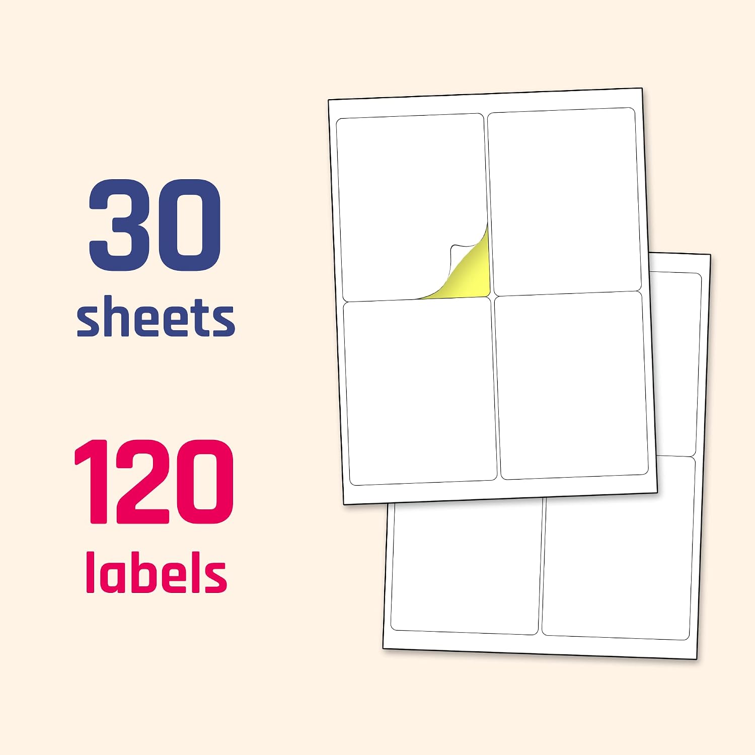 (4" x 5") 30 Sheets, Large White Labels Stickers - Laser/Inkjet Printable - Image 7