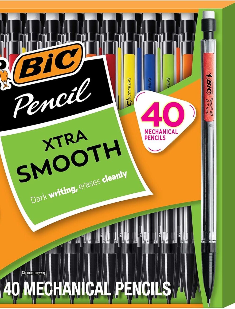 BIC Xtra Smooth Mechanical Pencil, 0.7 mm Medium Point, 40-Count Pack | Refillable and Retractable Design | Break-Resistant Lead for Durability | Ideal for Students and Teachers